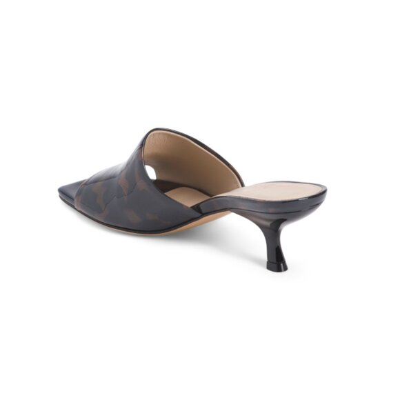 THEORY Black/brown Made In Italy Leather Low Heeled Mules - Picture 2 of 2